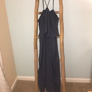 Navy and white jumpsuit